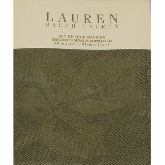 Lauren Ralph Lauren Other - Lauren Ralph Lauren Oakmont Olive Napkins~Set of 4~New~Tone on Tone Leaf Pattern